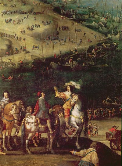 The Lifting of the Siege of the Ile de Re, 8th November 1627 (detail) by French School